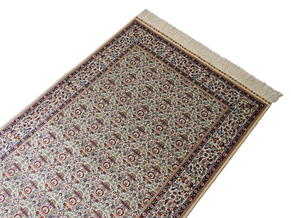 Sehr feiner, handgeknüpfter Khademi Orientteppich mit Hereke Design aus reiner Seide, weiß, creme. 154x92 cm. Vertrieb durch Jupiter Intl.