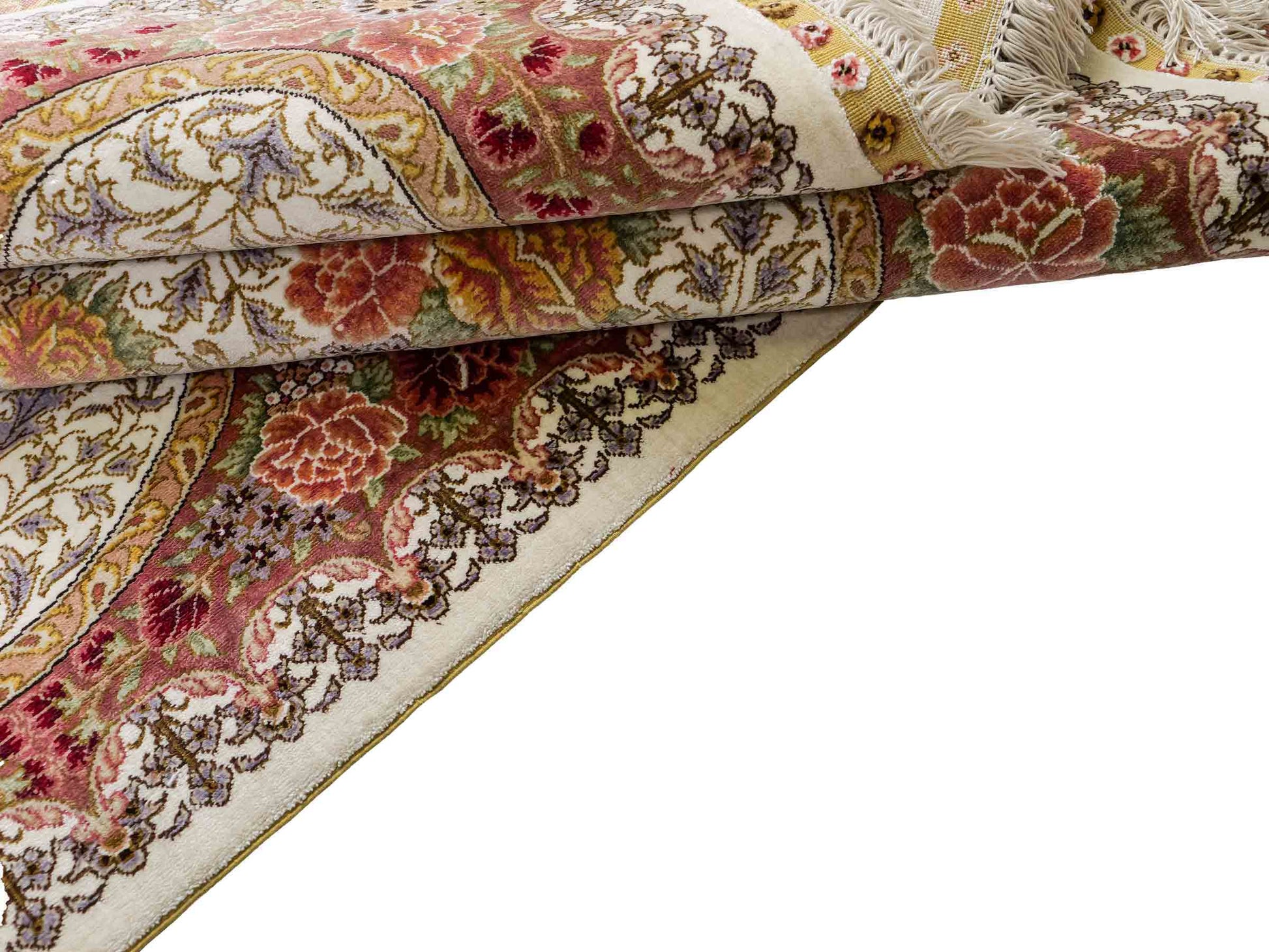 Sehr feiner, handgeknüpfter Khademi Hereke Orientteppich aus Seide, creme. 155x94 cm. Vertrieb durch Jupiter Intl.