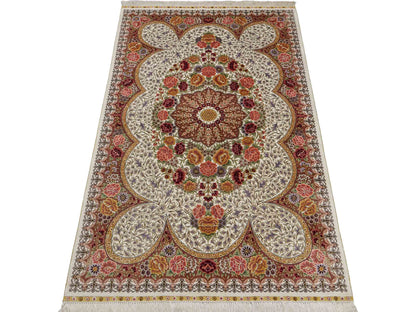 Sehr feiner, handgeknüpfter Khademi Hereke Orientteppich aus Seide, creme. 155x94 cm. Vertrieb durch Jupiter Intl.