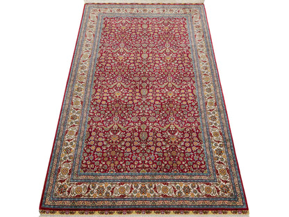 Sehr feiner, handgeknüpfter Khademi Hereke Orientteppich aus Seide, rot. 156x94 cm. Vertrieb durch Jupiter Intl.