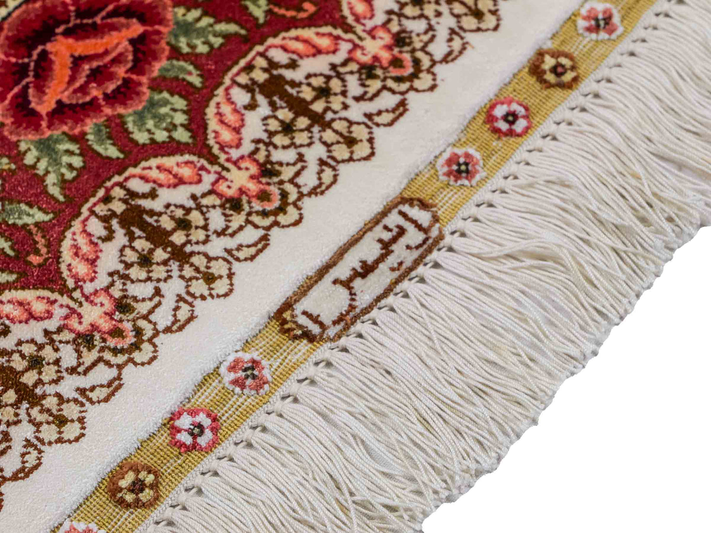 Sehr feiner, handgeknüpfter Khademi Hereke Orientteppich aus Seide, creme. 156x94 cm. Vertrieb durch Jupiter Intl.