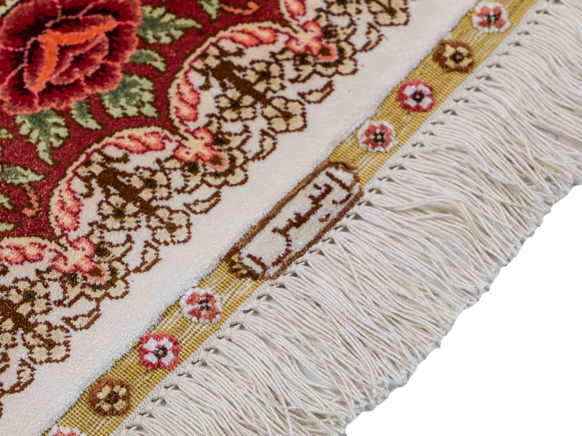 Sehr feiner, handgeknüpfter Khademi Hereke Orientteppich aus Seide, creme. 156x94 cm. Vertrieb durch Jupiter Intl.
