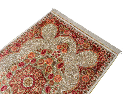 Sehr feiner, handgeknüpfter Khademi Hereke Orientteppich aus Seide, creme. 156x94 cm. Vertrieb durch Jupiter Intl.