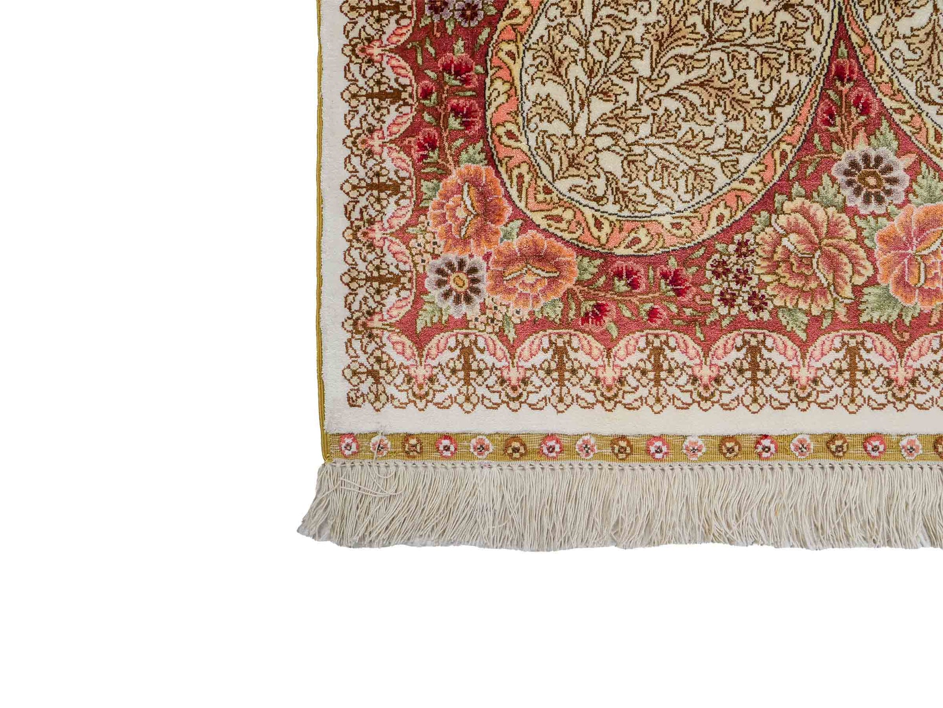 Sehr feiner, handgeknüpfter Khademi Hereke Orientteppich aus Seide, creme. 156x94 cm. Vertrieb durch Jupiter Intl.