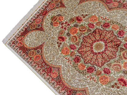 Sehr feiner, handgeknüpfter Khademi Hereke Orientteppich aus Seide, creme. 156x96 cm. Vertrieb durch Jupiter Intl.