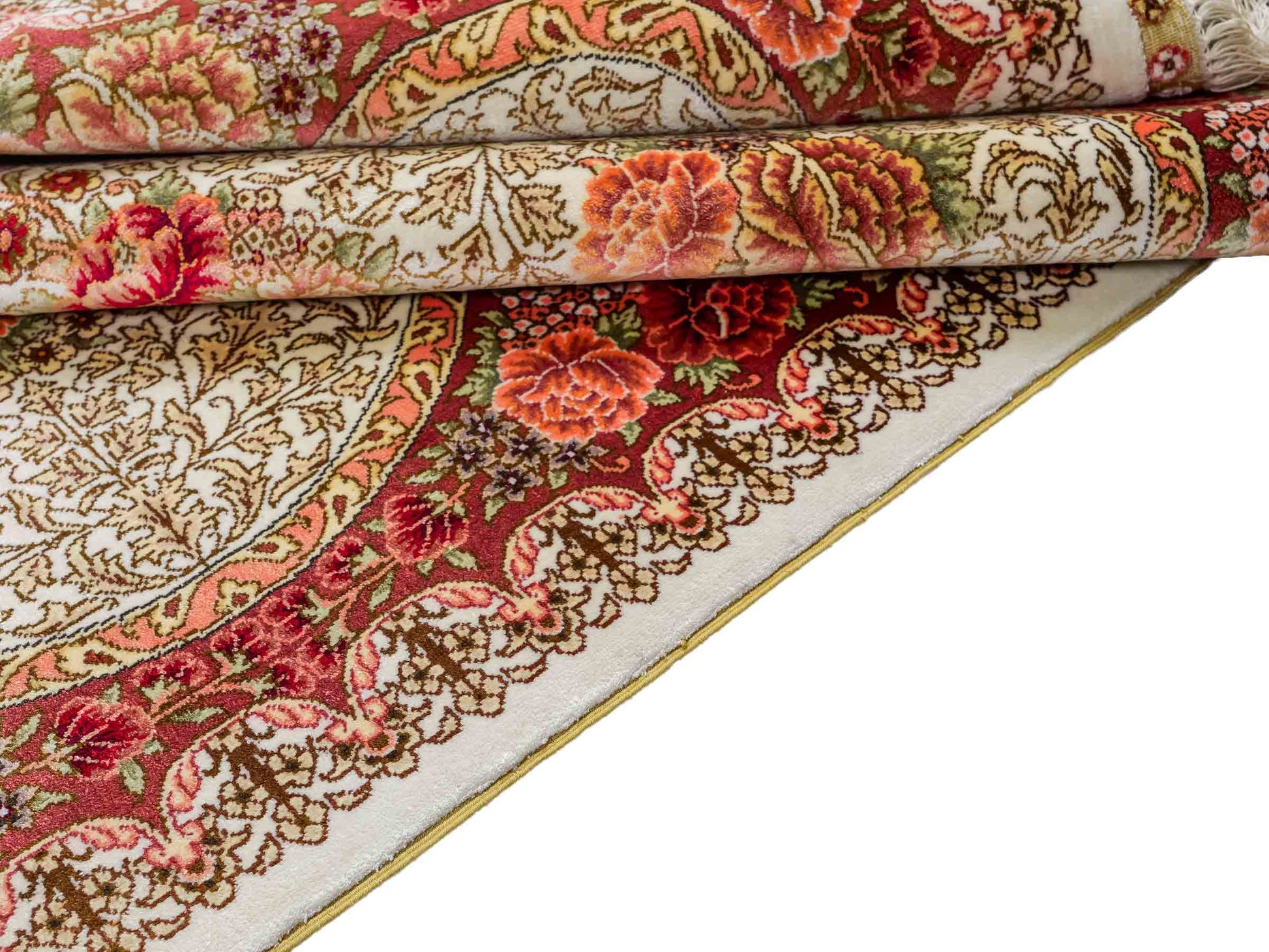 Sehr feiner, handgeknüpfter Khademi Hereke Orientteppich aus Seide, creme. 156x96 cm. Vertrieb durch Jupiter Intl.