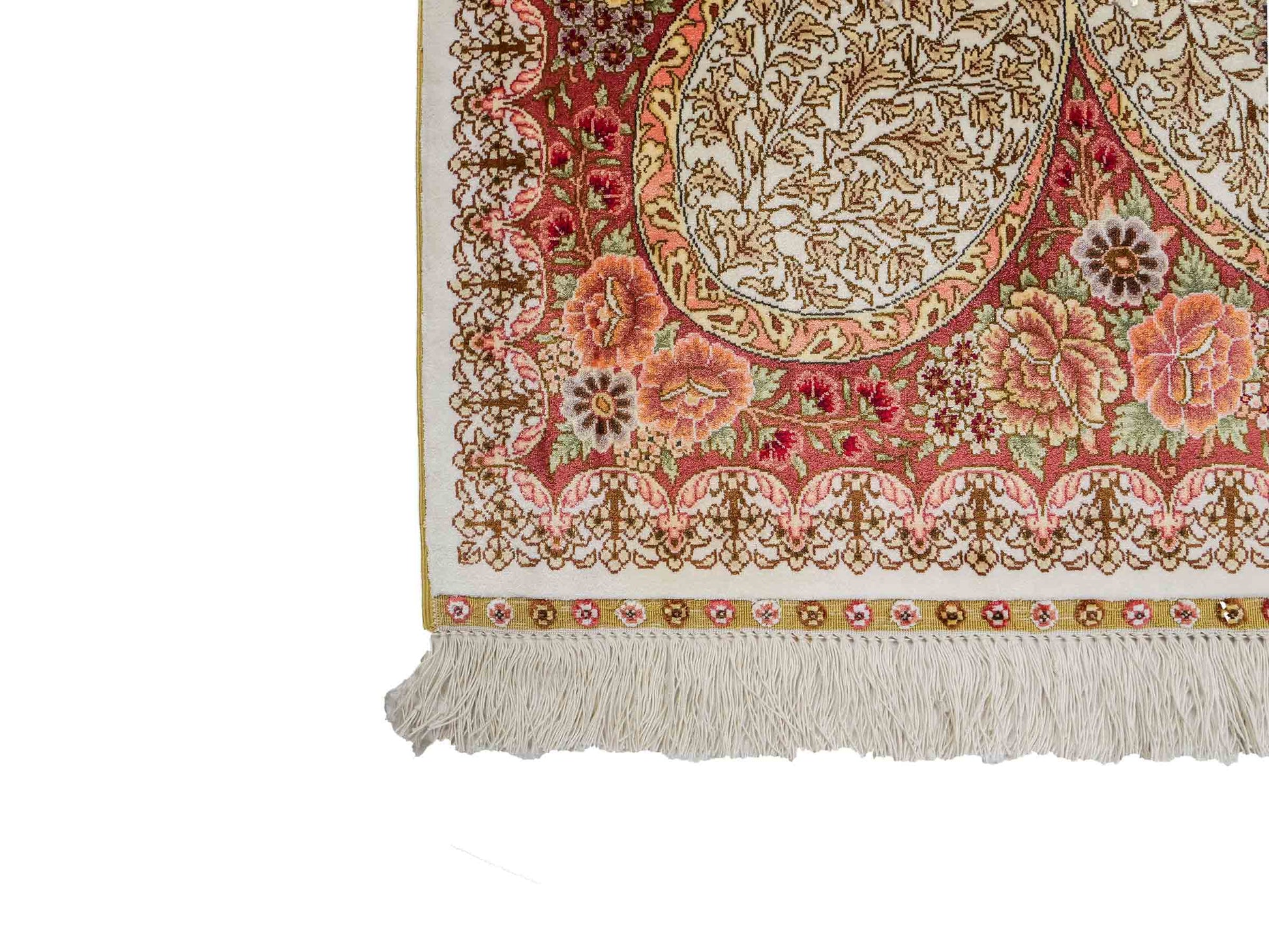 Sehr feiner, handgeknüpfter Khademi Hereke Orientteppich aus Seide, creme. 156x96 cm. Vertrieb durch Jupiter Intl.