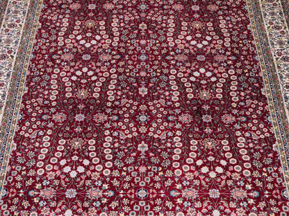Sehr feiner, handgeknüpfter Khademi Orientteppich mit Hereke Design aus reiner Seide, rot, creme. 184x123 cm. Vertrieb durch Jupiter Intl.