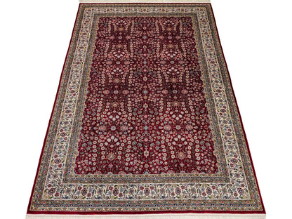 Sehr feiner, handgeknüpfter Khademi Orientteppich mit Hereke Design aus reiner Seide, rot, creme. 184x123 cm. Vertrieb durch Jupiter Intl.