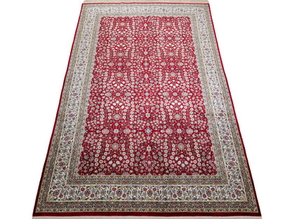 Sehr feiner, handgeknüpfter Khademi Orientteppich mit Hereke Design aus reiner Seide, rot, creme. 184x123 cm. Vertrieb durch Jupiter Intl.