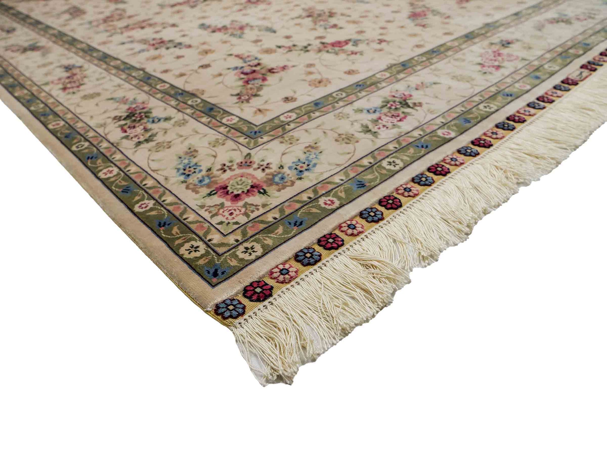 Sehr feiner, handgeknüpfter Khademi Orientteppich mit Hereke Design aus reiner Seide, creme, weiß. 185x124 cm. Vertrieb durch Jupiter Intl.