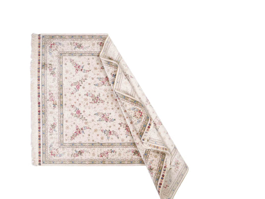 Sehr feiner, handgeknüpfter Khademi Orientteppich mit Hereke Design aus reiner Seide, creme, weiß. 185x124 cm. Vertrieb durch Jupiter Intl.