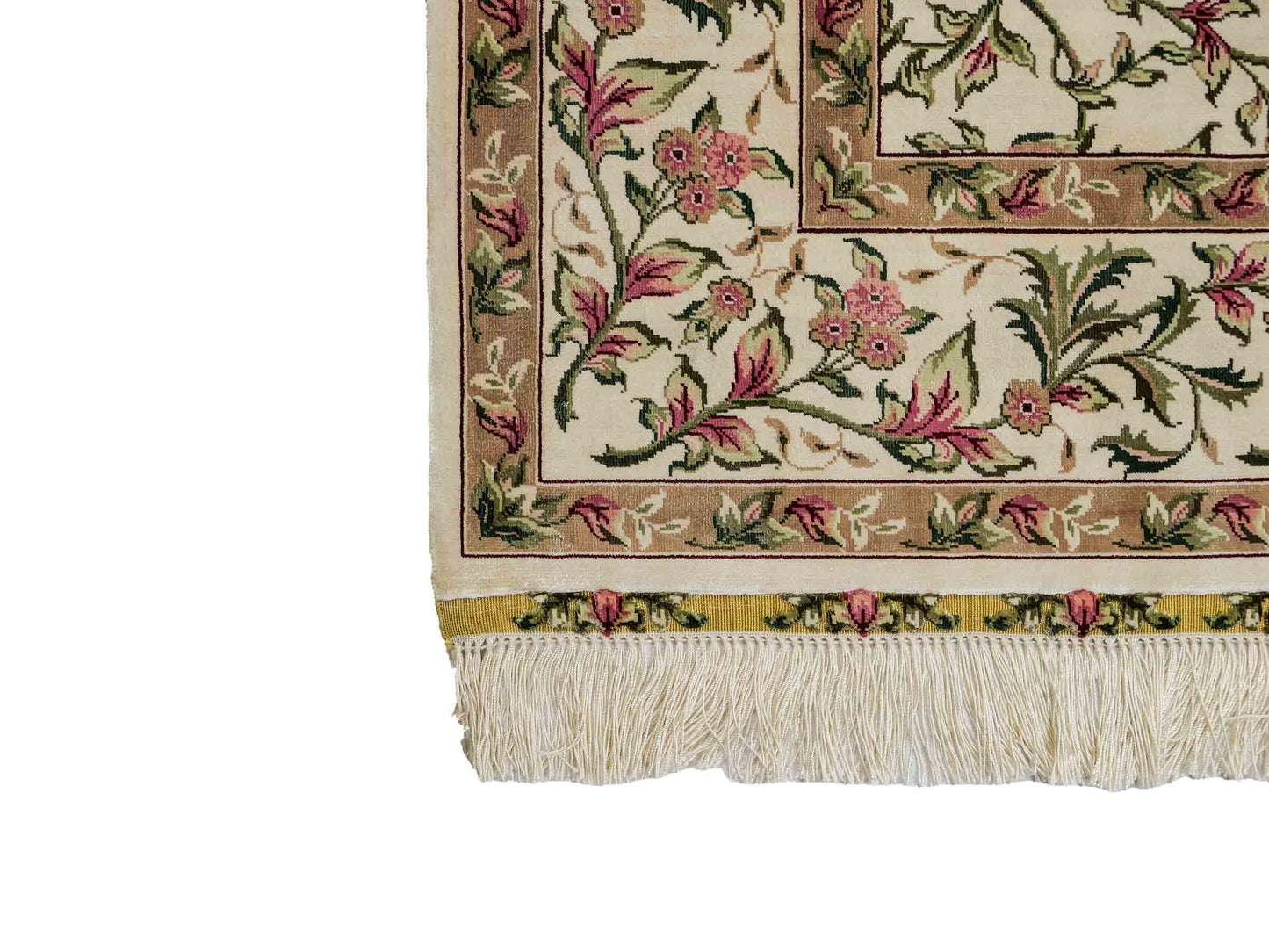 Sehr feiner, handgeknüpfter Khademi Orientteppiche mit Hereke Design aus reiner Seide, creme, weiß. 186x124 cm. Vertrieb durch Jupiter Intl.