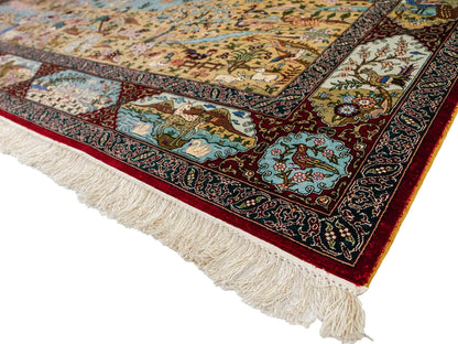 Sehr feiner, handgeknüpfter Khademi Orientteppich mit Hereke Design aus reiner Seide, rot, multicolor. 189x124 cm. Vertrieb durch Jupiter Intl.