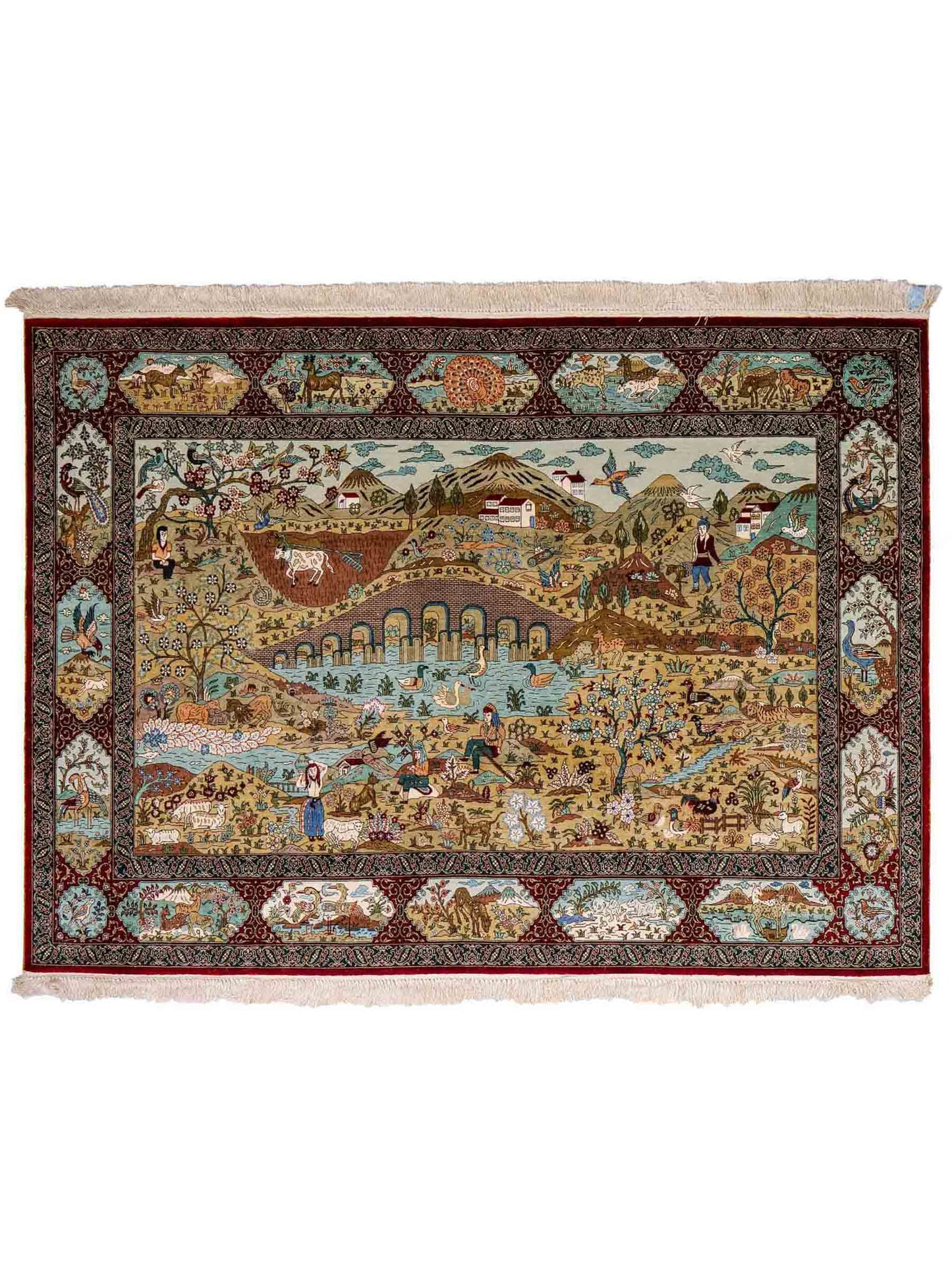 Sehr feiner, handgeknüpfter Khademi Orientteppich mit Hereke Design aus reiner Seide, rot, multicolor. 190x124 cm. Vertrieb durch Jupiter Intl.