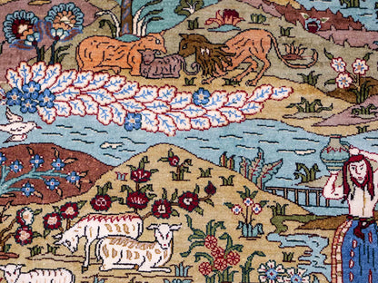 Sehr feiner, handgeknüpfter Khademi Orientteppich mit Hereke Design aus reiner Seide, rot, multicolor. 190x124 cm. Vertrieb durch Jupiter Intl.