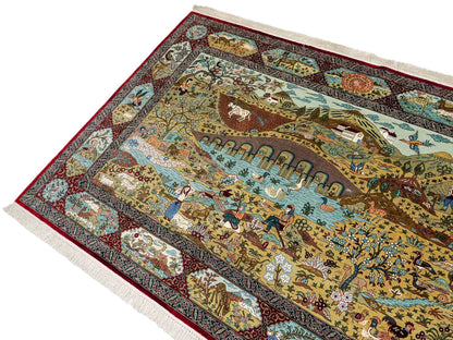 Sehr feiner, handgeknüpfter Khademi Orientteppich mit Hereke Design aus reiner Seide, rot, multicolor. 190x125 cm.  Vertrieb durch Jupiter Intl.