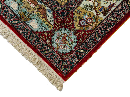 Sehr feiner, handgeknüpfter Khademi Orientteppich mit Hereke Design aus reiner Seide, rot, multicolor. 190x125 cm.  Vertrieb durch Jupiter Intl.