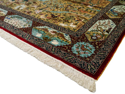 Sehr feiner, handgeknüpfter Khademi Orientteppich mit Hereke Design aus reiner Seide, rot, multicolor. 190x125 cm.  Vertrieb durch Jupiter Intl.