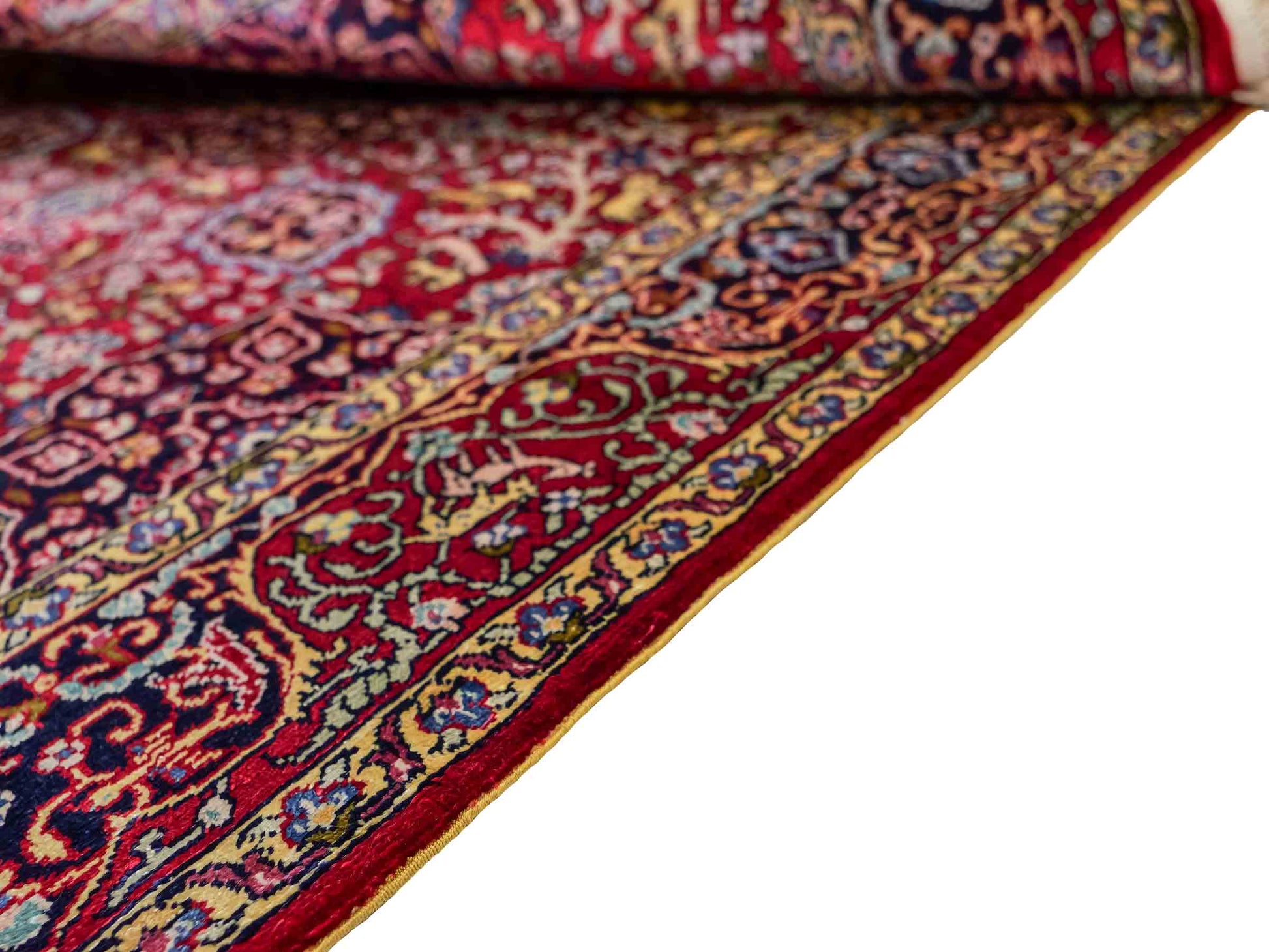 Sehr feiner, handgeknüpfter Khademi Orientteppich mit Hereke Design aus reiner Seide, rot. 92x62 cm. Vertrieb durch Jupiter Intl.