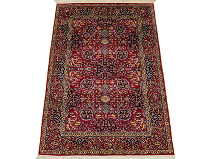 Sehr feiner, handgeknüpfter Khademi Orientteppich mit Hereke Design aus reiner Seide, rot. 92x62 cm. Vertrieb durch Jupiter Intl.