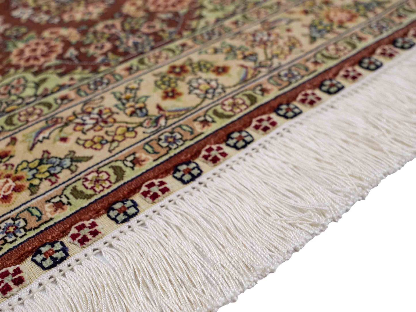 Sehr feiner, handgeknüpfter Khademi Orientteppich mit Hereke Design aus reiner Seide, rosa, creme. 93x63 cm. Vertrieb durch Jupiter Intl.