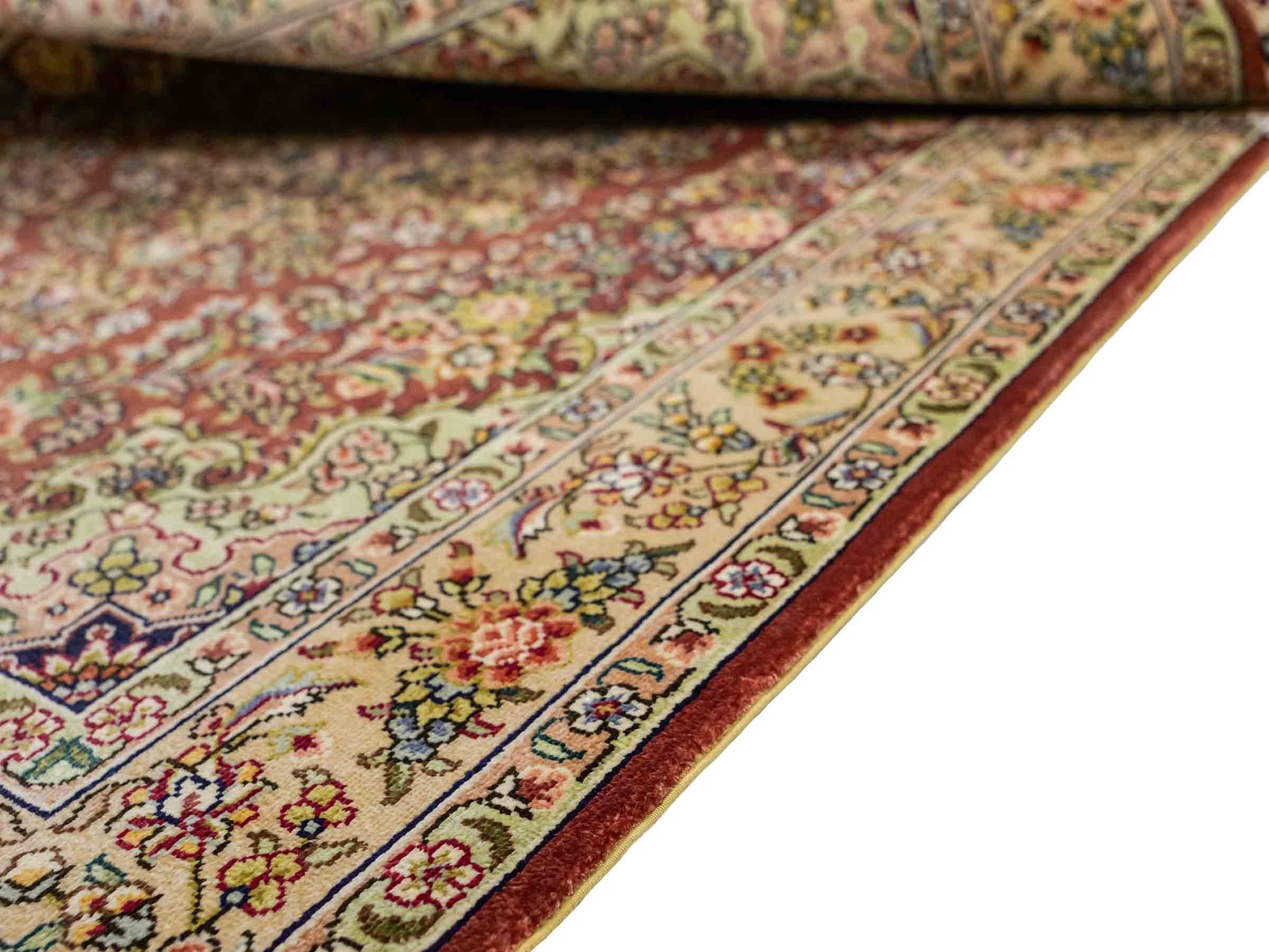 Sehr feiner, handgeknüpfter Khademi Orientteppich mit Hereke Design aus reiner Seide, rosa, creme. 93x63 cm. Vertrieb durch Jupiter Intl.