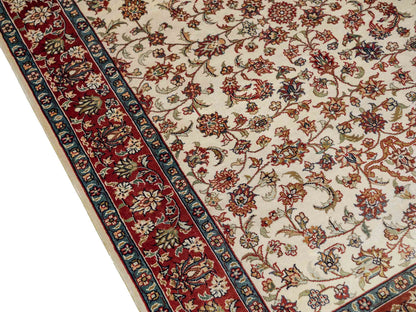 Sehr feiner, handgeknüpfter Khademi Orientteppich mit Hereke Design aus reiner Seide, creme, weiß, rot. 93x63 cm. Vertrieb durch Jupiter Intl.