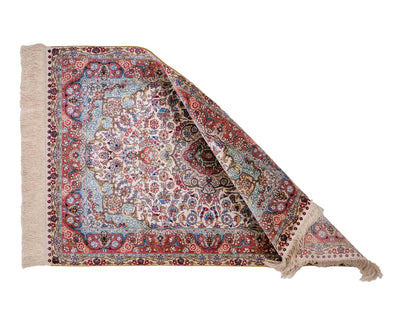 Sehr feiner, handgeknüpfter Khademi Orientteppich mit Hereke Design aus reiner Seide, creme, weiß, rosa. 93x63 cm. Verkauf durch Jupiter Intl.