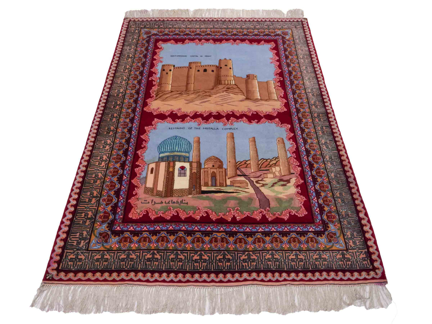 Handgeknüpfter Vintage Afghan Herat Nomadenteppich von Khademi aus Wolle mit Seide, mehrfarbig. Afghanischer Orientteppich. Von Hand geknüpft in Afghanistan. Größe: 120 cm x 76 cm. Teppichnummer: SB3-1028. Verkauf durch Jupiter Intl.