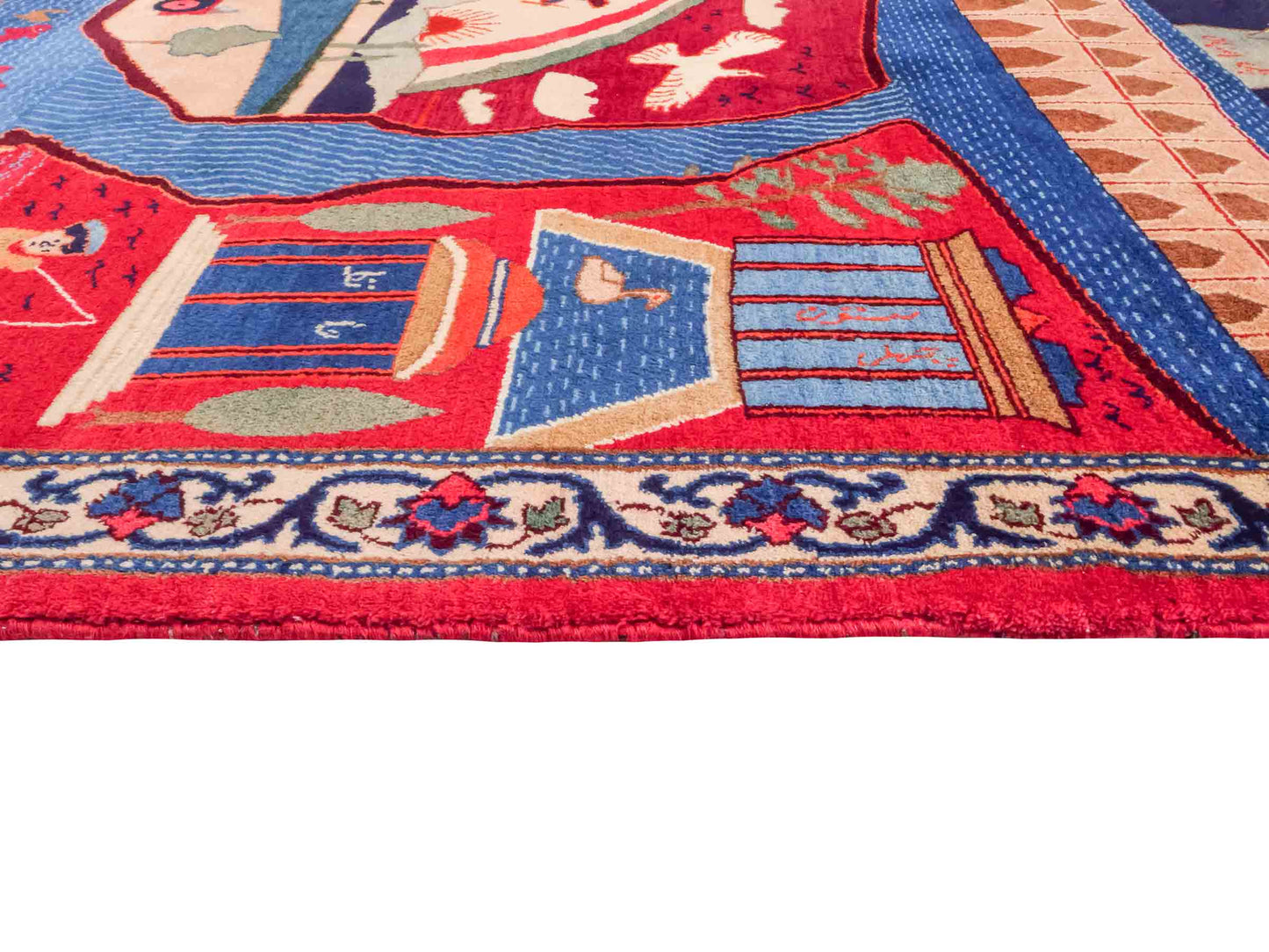 Handgeknüpfter Vintage Afghan Nomadenteppich von Khademi aus Wolle, mehrfarbig. Klassischer Wollteppich mit Bildmotiv. Orientteppich, traditionell von Hand geknüpft in Afghanistan. Größe: 189 x 128 cm. Teppichnummer: SB3-1123 | Jupiter Intl.