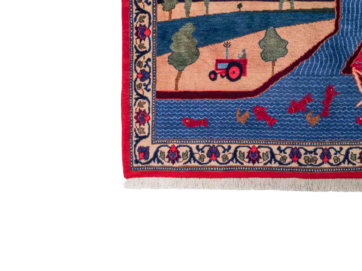Handgeknüpfter Vintage Afghan Nomadenteppich von Khademi aus Wolle, mehrfarbig. Klassischer Wollteppich mit Bildmotiv. Orientteppich, traditionell von Hand geknüpft in Afghanistan. Größe: 189 x 128 cm. Teppichnummer: SB3-1123 | Jupiter Intl.