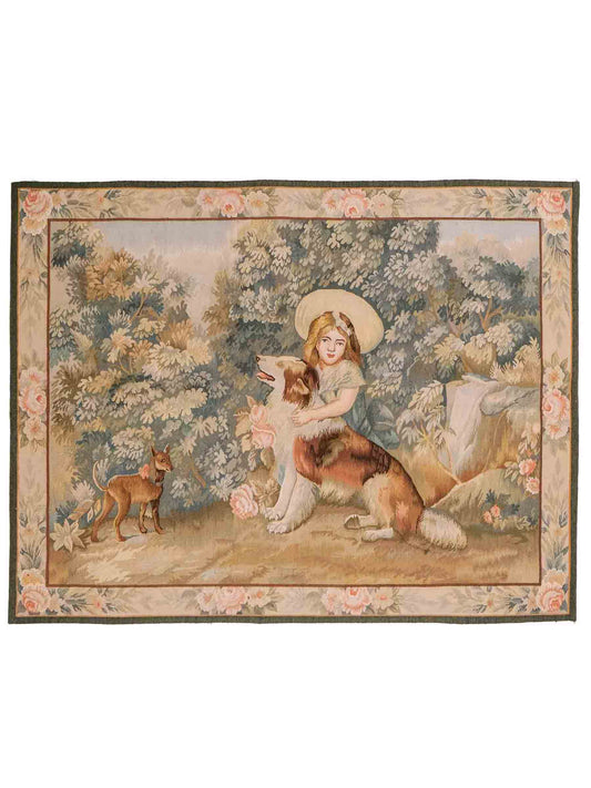 Handgefertigter, chinesischer Gobelin Wandteppich von Khademi aus Wolle, multicolor. 120x92 cm. Verkauf durch Jupiter Intl.