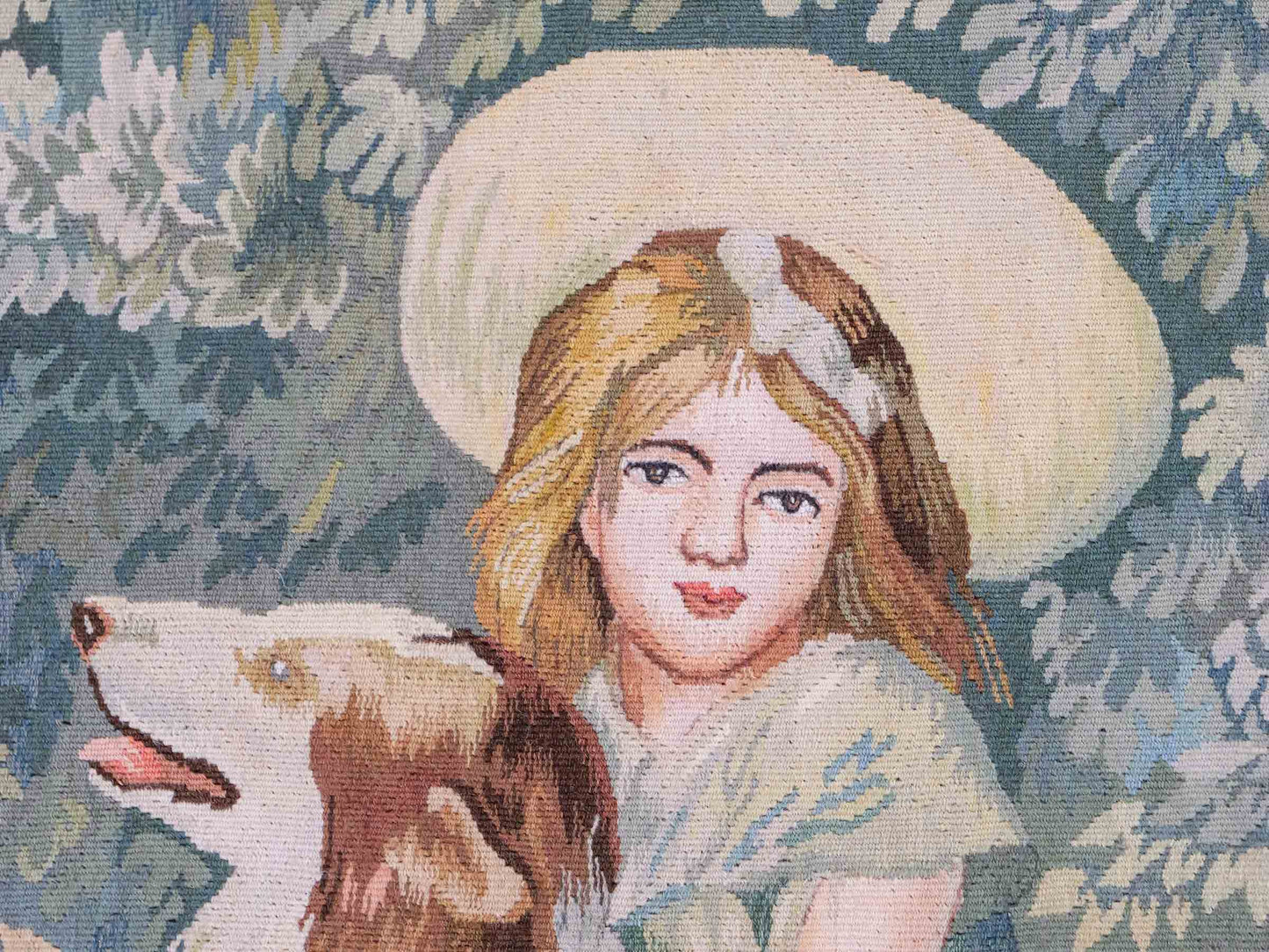 Handgefertigter, chinesischer Gobelin Wandteppich von Khademi aus Wolle, multicolor. 120x92 cm. Verkauf durch Jupiter Intl.