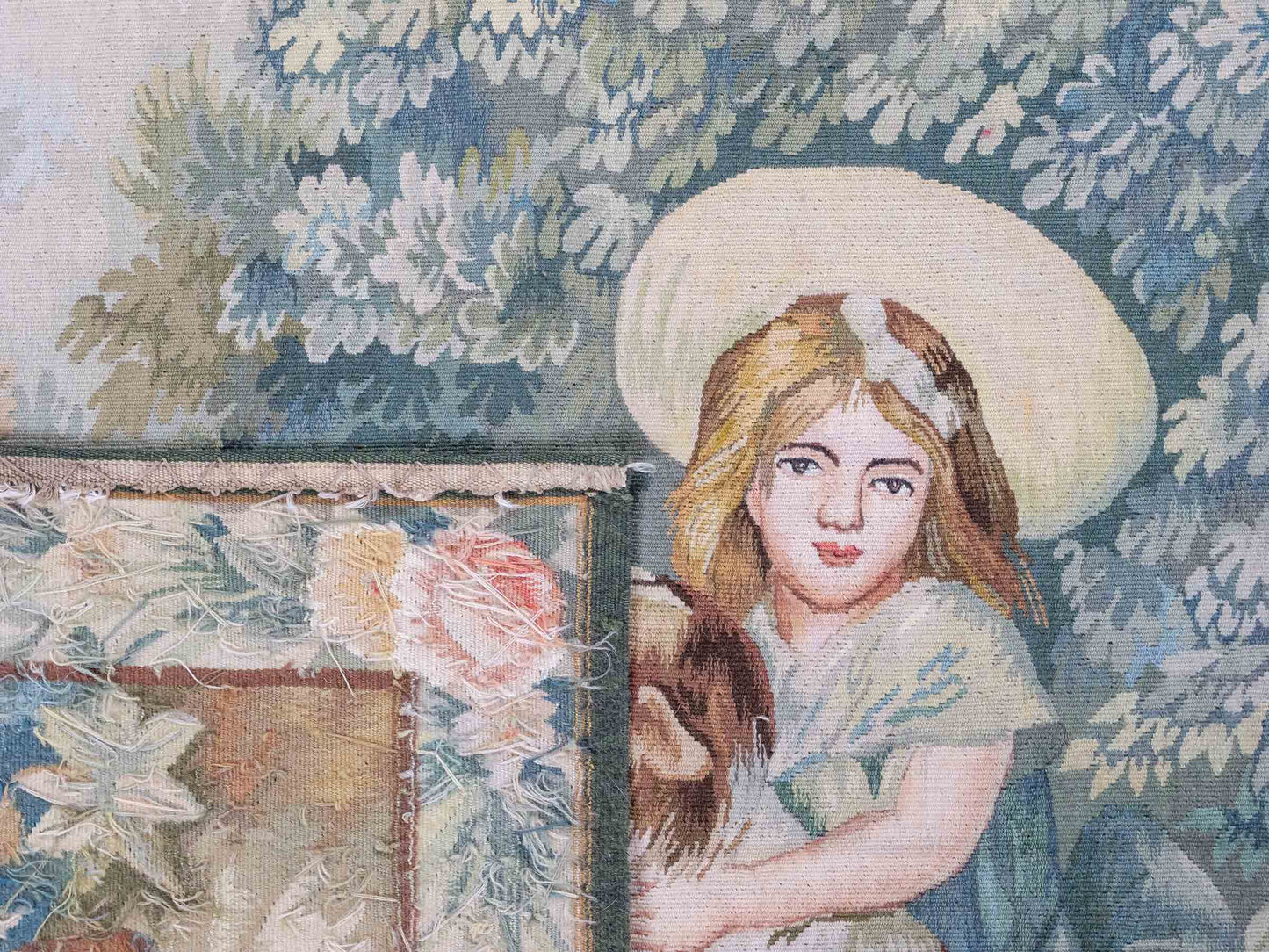 Handgefertigter, chinesischer Gobelin Wandteppich von Khademi aus Wolle, multicolor. 120x92 cm. Verkauf durch Jupiter Intl.