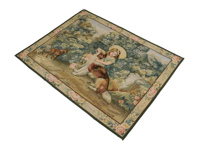 Handgefertigter, chinesischer Gobelin Wandteppich von Khademi aus Wolle, multicolor. 120x92 cm. Verkauf durch Jupiter Intl.