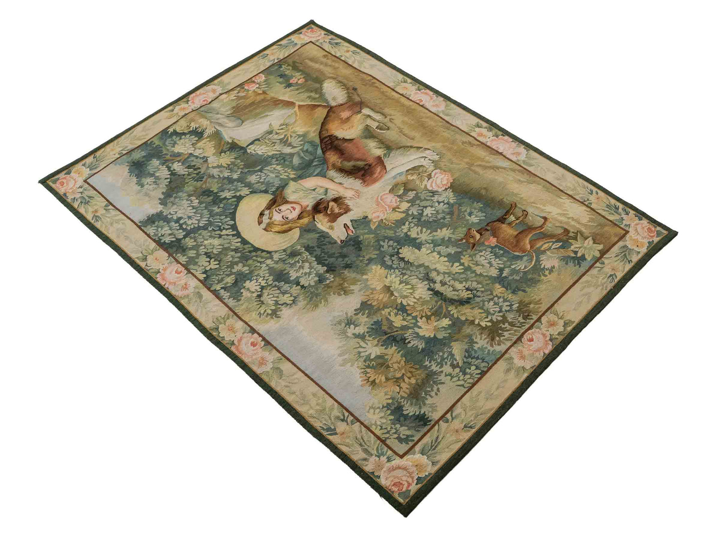 Handgefertigter, chinesischer Gobelin Wandteppich von Khademi aus Wolle, multicolor. 120x92 cm. Verkauf durch Jupiter Intl.
