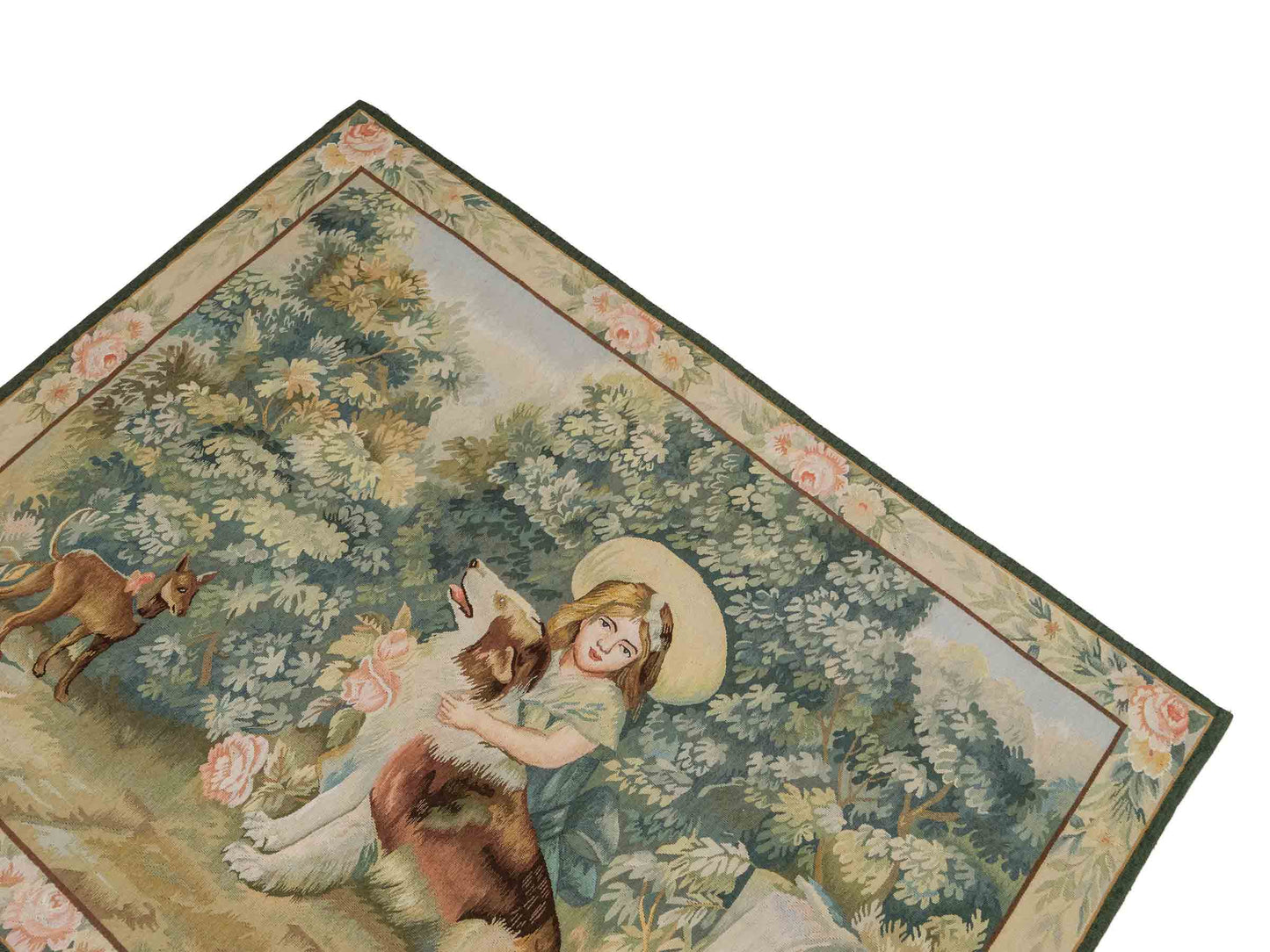 Handgefertigter, chinesischer Gobelin Wandteppich von Khademi aus Wolle, multicolor. 120x92 cm. Verkauf durch Jupiter Intl.