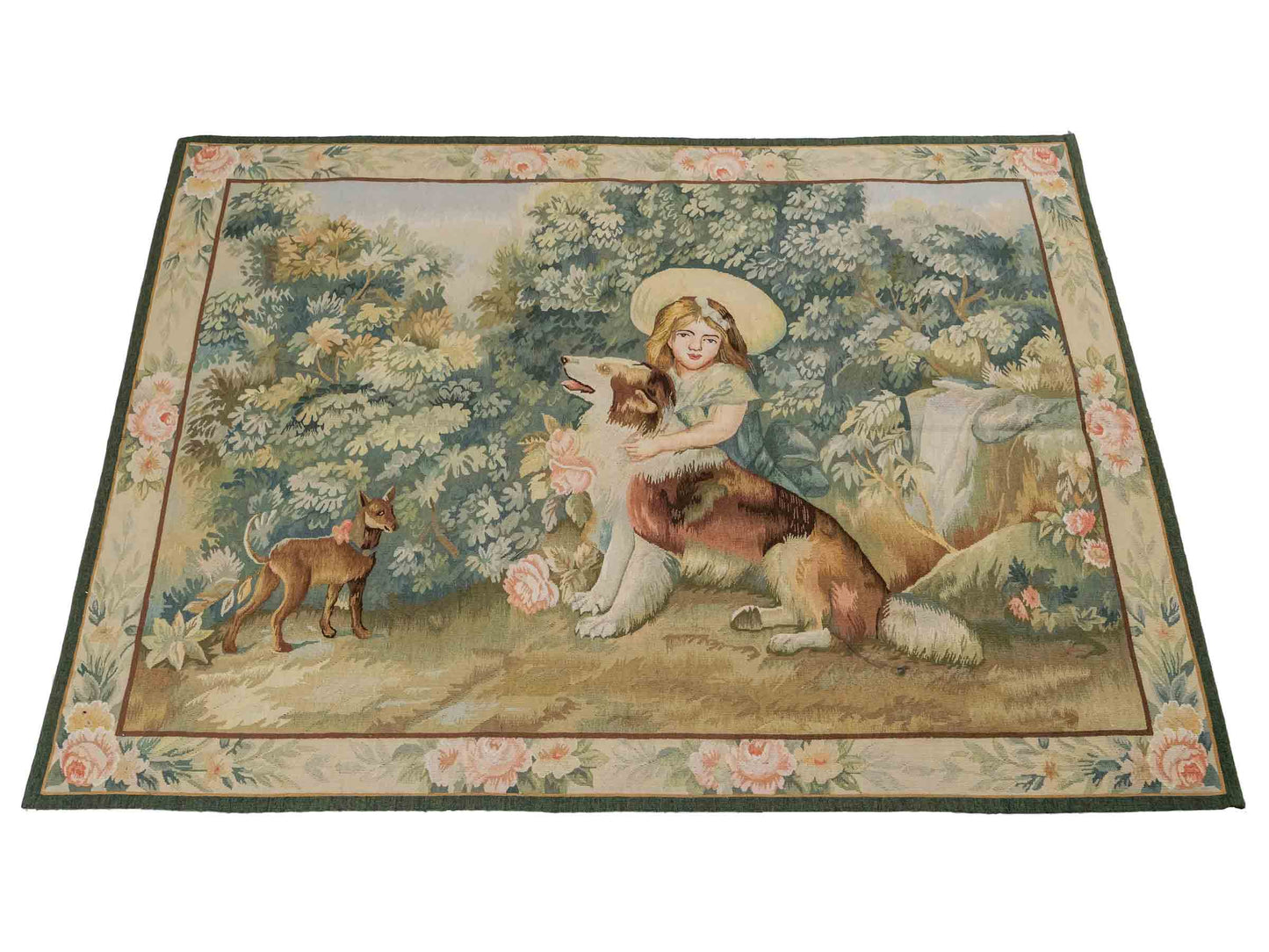 Handgefertigter, chinesischer Gobelin Wandteppich von Khademi aus Wolle, multicolor. 120x92 cm. Verkauf durch Jupiter Intl.
