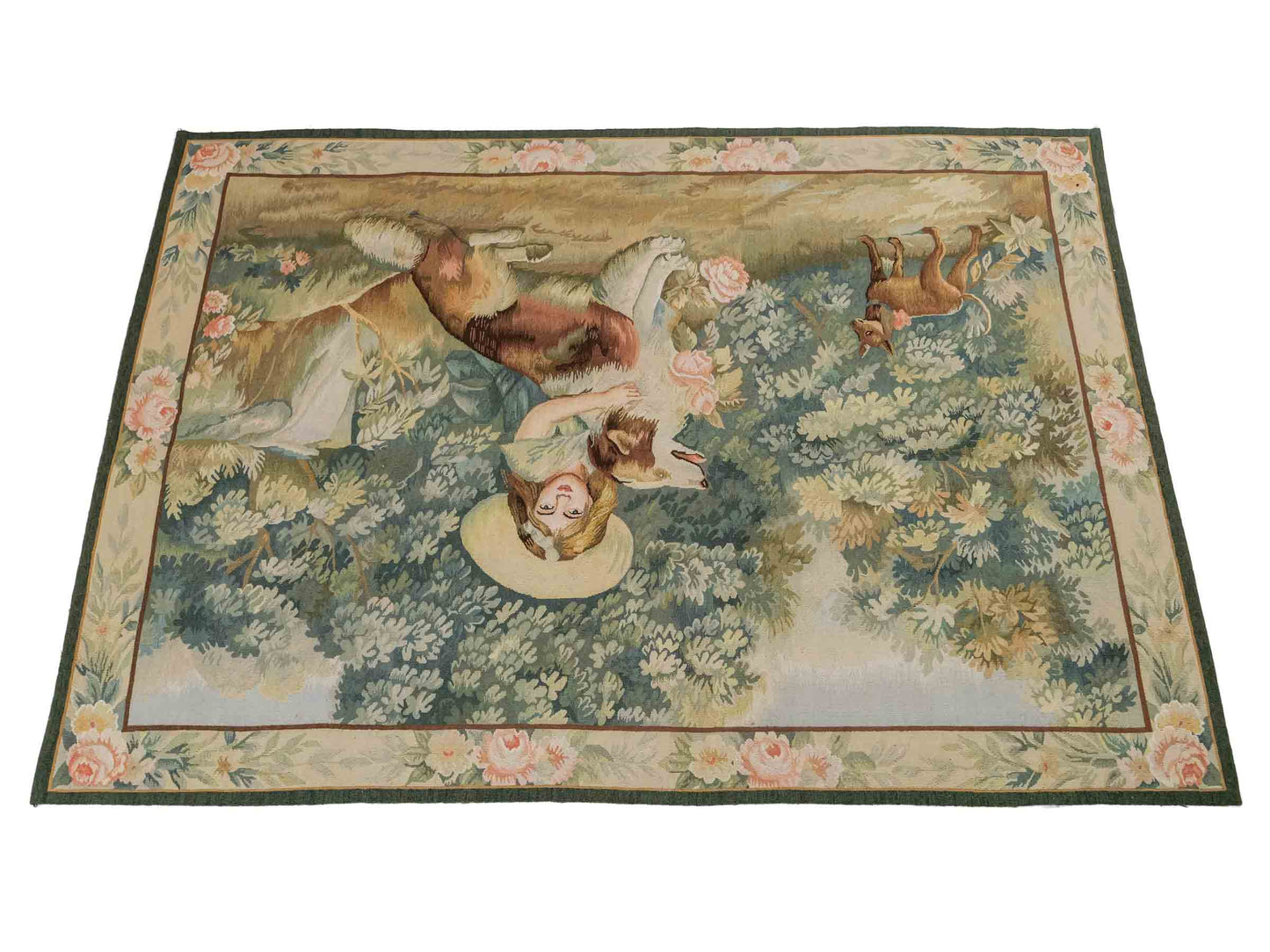 Handgefertigter, chinesischer Gobelin Wandteppich von Khademi aus Wolle, multicolor. 120x92 cm. Verkauf durch Jupiter Intl.