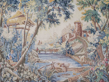 Handgefertigter, chinesischer Gobelin Wandteppich von Khademi aus Wolle, multicolor. 142x113 cm. Verkauf durch Jupiter Intl.