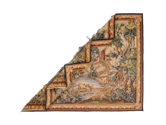Handgefertigter, chinesischer Gobelin Wandteppich von Khademi aus Wolle, multicolor. 142x113 cm. Verkauf durch Jupiter Intl.