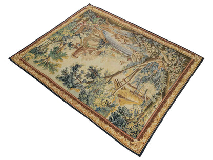 Handgefertigter, chinesischer Gobelin Wandteppich von Khademi aus Wolle, multicolor. 142x113 cm. Verkauf durch Jupiter Intl.