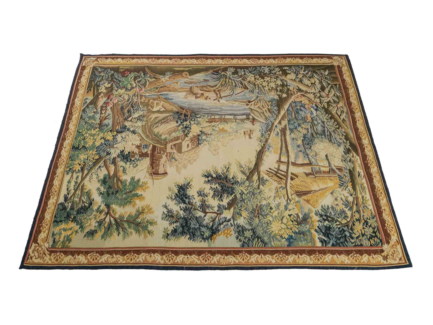Handgefertigter, chinesischer Gobelin Wandteppich von Khademi aus Wolle, multicolor. 142x113 cm. Verkauf durch Jupiter Intl.