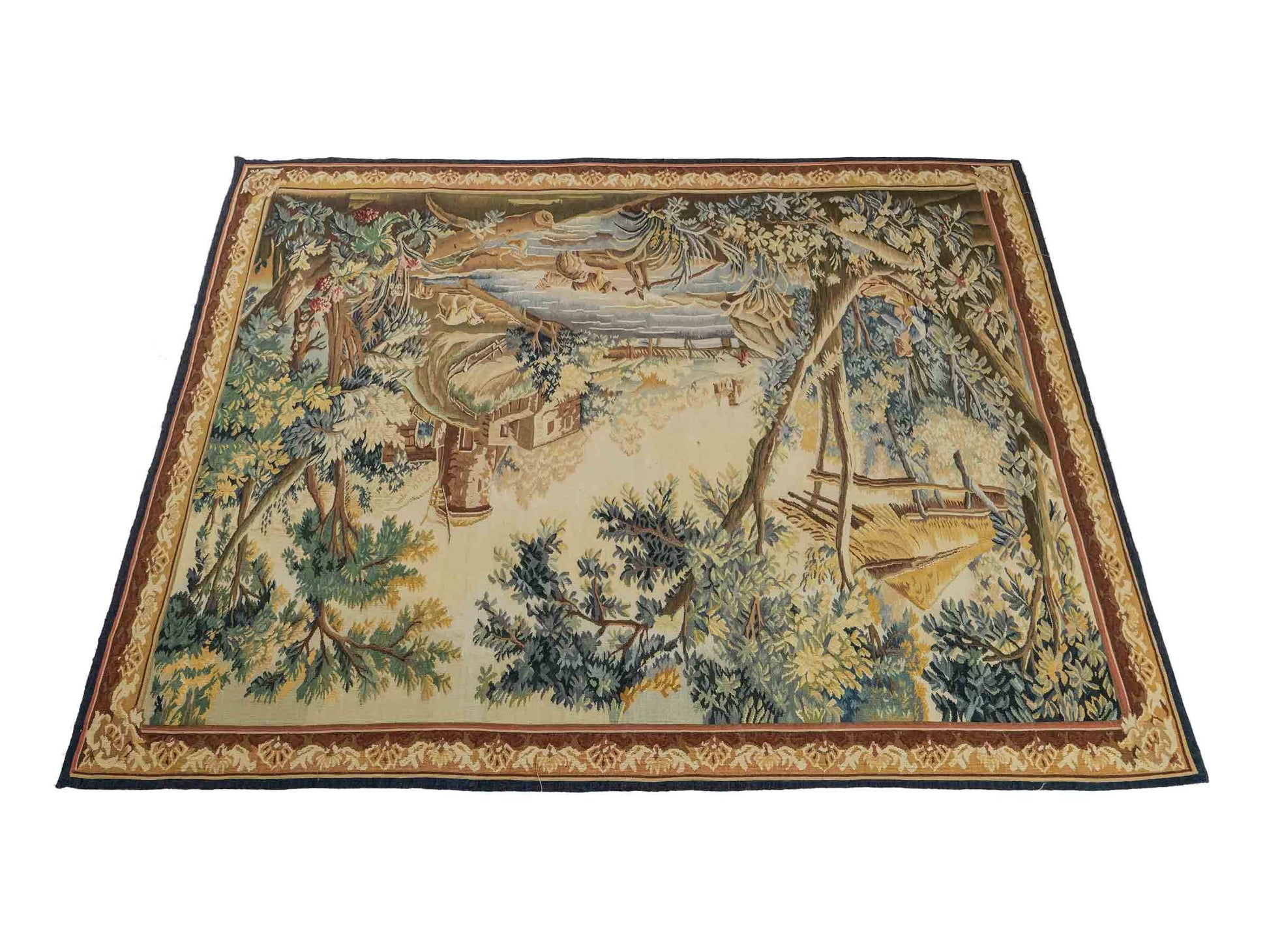 Handgefertigter, chinesischer Gobelin Wandteppich von Khademi aus Wolle, multicolor. 142x113 cm. Verkauf durch Jupiter Intl.