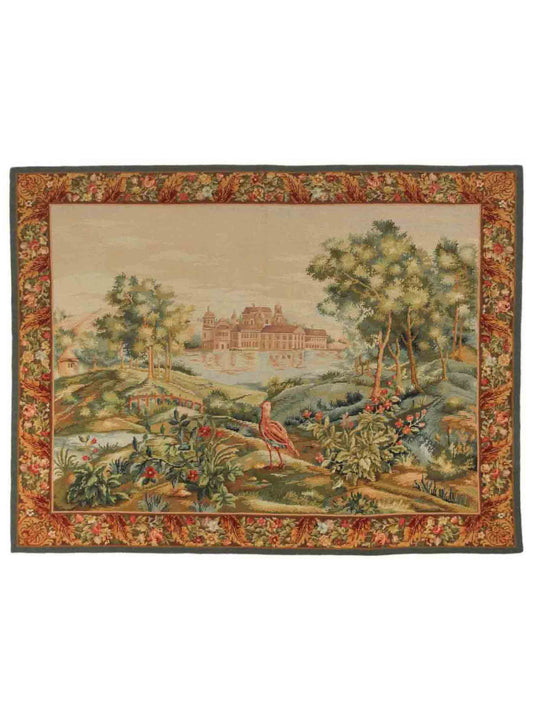 Handgefertigter, chinesischer Gobelin Wandteppich von Khademi aus Wolle, multicolor. 144x111 cm. Verkauf durch Jupiter Intl.