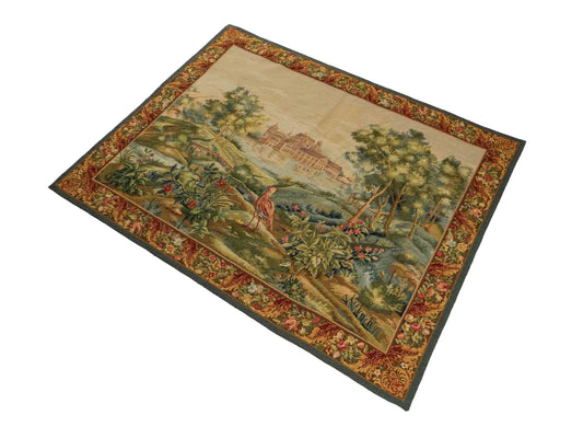 Handgefertigter, chinesischer Gobelin Wandteppich von Khademi aus Wolle, multicolor. 144x111 cm. Verkauf durch Jupiter Intl.