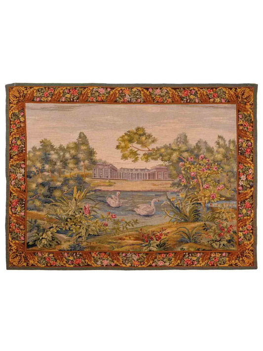 Handgefertigter, chinesischer Gobelin Wandteppich von Khademi aus Wolle, multicolor. 145x113 cm. Verkauf durch Jupiter Intl.
