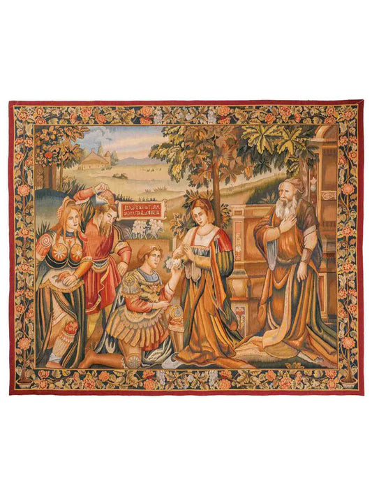 Handgefertigter, chinesischer Gobelin Wandteppich von Khademi aus Wolle, multicolor. 154x139 cm. Verkauf durch Jupiter Intl.