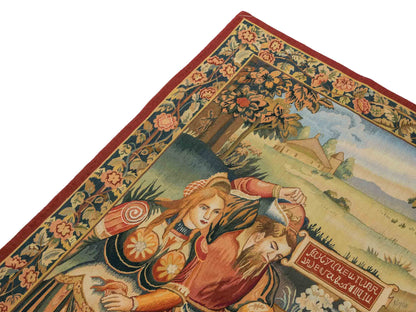 Handgefertigter, chinesischer Gobelin Wandteppich von Khademi aus Wolle, multicolor. 154x139 cm. Verkauf durch Jupiter Intl.
